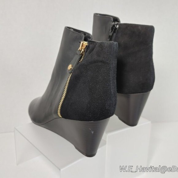 Isaac Mizrahi Live! Leather & Suede Side Zip Wedge Ankle Boots Woman's Size US 8 - Picture 4 of 10
